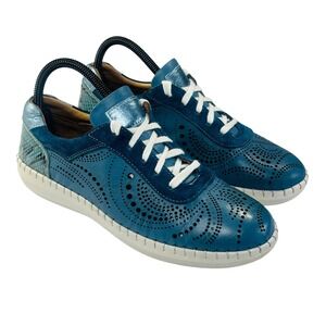 Spring Step Jumilla Sneakers Womens 40/9 Blue Leather Perforated Boho Artsy Shoe